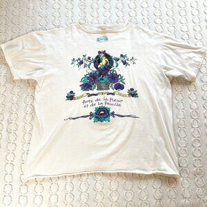 VTG  Single-Stitch TShirt XL French Floral Romantic Art Nouveau Cherub Graphic